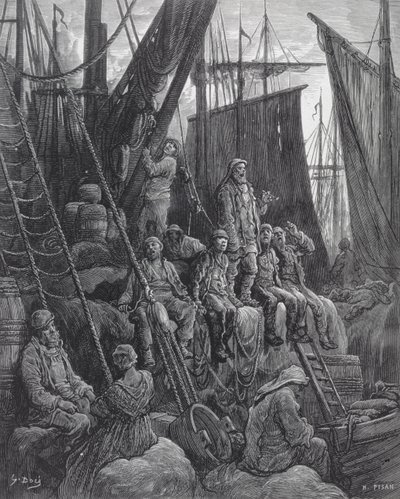 Houndsditch ، من "لندن ، رحلة حج" ، كتبها وليام بلانشارد جيرولد (1826-1894) ، نقشها هيليودور جوزيف بيسان (1822-1890) ، حانة. 1872 بواسطة Gustave Dore