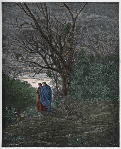 جحيم ، كانتو 1: تظهر الذئب ، توضيح من "الكوميديا الإلهية" لدانتي أليغييري ، 1885 بواسطة غوستاف دور