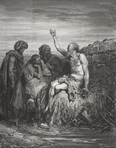 أيوب وأصدقائه ، أيوب 6: 1-4 ، رسم توضيحي من "الكتاب المقدس" لدور ، منقوش بقلم JRegnier ، 1866 بواسطة غوستاف دور