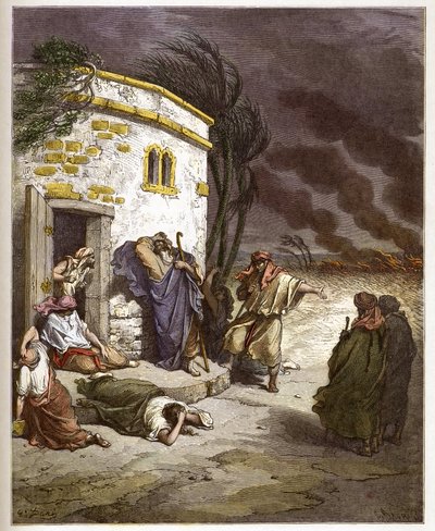 سماع أيوب لدماره - أيوب متعلم - نقش في "إنجيل الإنجيل" بقلم غوستاف دوري (1832-1883) - نقش من "" الكتاب المقدس دوري "" بواسطة غوستاف دور