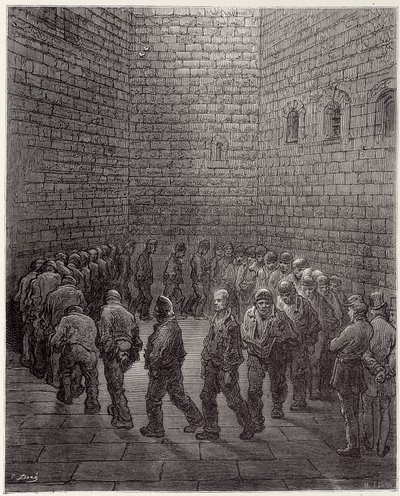 مسيرة السجناء في السجن - في "" لندن "لجوستاف دوري بواسطة Gustave Dore