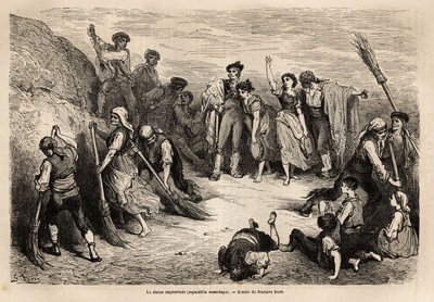 La seguidilla manchegas ، أو الرقص المرتجل ، في الباسيتي (مقاطعة القناة الإنجليزية) ، يلتقي العديد من الراقصين من كلا الجنسين ، من مناطق مختلفة لأداء خطوات الرقص في جاليجادا (أي لتجميد شخصية قبل اكتمال الحركة) ، هنا بواسطة غوستاف دور