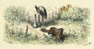الثعلب واللقلق (نقش من 1861-1868) بواسطة غوستاف دور
