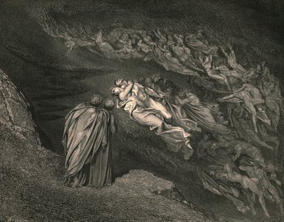 جلبنا الحب إلى موت واحد: Caina ينتظر الروح ، التي قسمت حياتنا ، c1890. بواسطة غوستاف دور