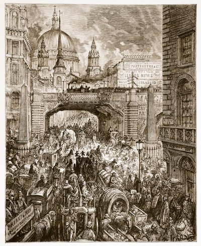 لودجيت هيل ، من "لندن ، رحلة حج" ، كتبها وليام بلانشارد جيرولد (1826-1894) حانة. 1872 بواسطة Gustave Dore