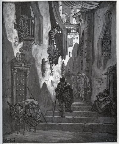 يرسل Luscinde تذكرة إلى Cardenio - من "Don Quixote de la Mancha" لميغيل سيرفانتس (1547-1616) (دون كيشوت) - نقش خشبي بعد الرسم بواسطة غوستاف دوري بواسطة غوستاف دور