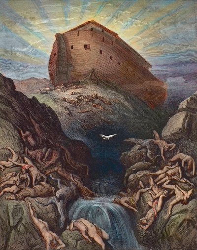 نوح يرسل حمامة إلى الأرض - يرسل نوح الحمامة من الفلك ، نقشًا بواسطة غوستاف دوري (1832-1883) بواسطة غوستاف دور