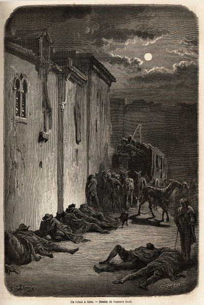 ليلة واحدة في تتابع في خاين. رسم غوستاف دوري (1832-1883) ، لتوضيح رحلته إلى إسبانيا عام 1862 ، مع تش. دافيلير. نقش في "" Le Tour du monde "، تحرير إدوارد شارتون بواسطة غوستاف دور