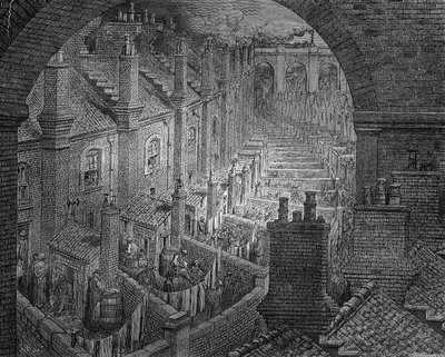 الأحياء الفقيرة في لندن ، نقش لغوستاف دوري (1832-1883) بواسطة Gustave Dore