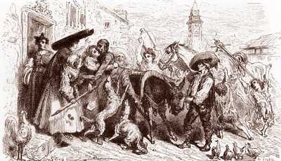 وصول Quixote المضروب إلى المنزل نقش غوستاف دوري (1832-1883) لـ "L