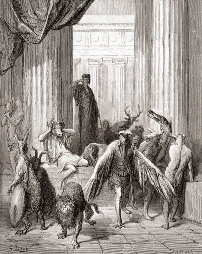 رفقاء أوليسيس ، من طبعة أواخر القرن التاسع عشر لـ Fables de La Fontaine (نقش على الخشب) بواسطة غوستاف دور