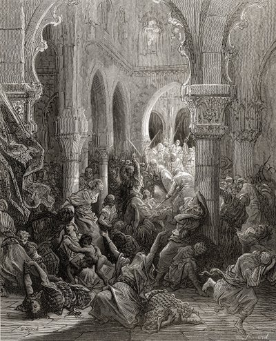 يذبح الصليبيون سكان قيسارية ، التوضيح من &39;Bibliotheque des Croisades&39; بواسطة JF. ميشو ، 1877 بواسطة غوستاف دور