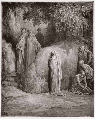 الكوميديا الإلهية (La Divina Comedia ، La Divine Comedie) ، Purgatorio ، Canto 23: Dante يتعرف على ظل Forese بين الشراهة - بواسطة Dante Alighieri (1265-1321) - رسم توضيحي لـ Gustave Dore (1832-1883) بواسطة غوستاف دور