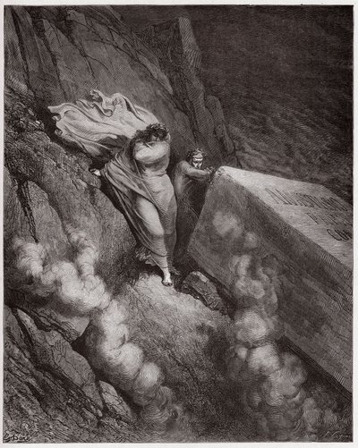 الكوميديا الإلهية (La Divina Commedia ، La Divine Comedie) ، جحيم ، كانتو 11: قبر محترق للبابا أناستاسيوس الثاني - بقلم دانتي أليغيري (1265-1321) - رسم من غوستاف دوري (1832-1883) بواسطة غوستاف دور