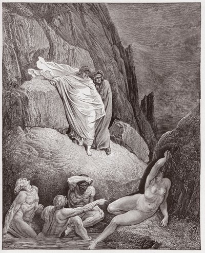 الكوميديا الإلهية (La Divina Commedia ، La Divine Comedie) ، Inferno ، Canto 18: Virgil يظهر دانتي الظل التايلاندي - بقلم دانتي أليغيري (1265-1321) - رسم غوستاف دوري (1832-1883) بواسطة غوستاف دور