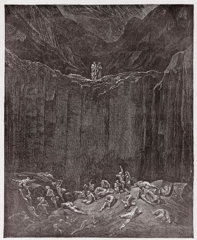 الكوميديا الإلهية (La Divina Commedia ، La Divine Comedie) ، جحيم ، كانتو 29: المزورون المعذبون في الوادي - بقلم دانتي أليغييري (1265-1321) - رسم غوستاف دوري (1832-1883) بواسطة غوستاف دور