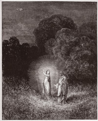 الكوميديا الإلهية (La Divina Commedia ، La Divine Comedie) ، Inferno ، Canto 2: Beatrice and Virgil - بواسطة Dante Alighieri (1265-1321) - رسم توضيحي لـ Gustave Dore (1832-1883) بواسطة غوستاف دور