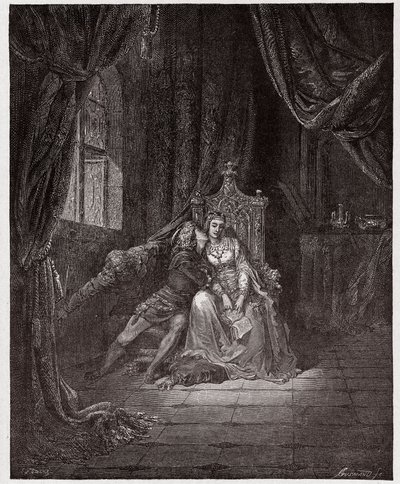 الكوميديا الإلهية (La Divina Commedia ، La Divine Comedie) ، Inferno ، Canto 5: Paolo and Francesca - بواسطة Dante Alighieri (1265-1321) - رسم من Gustave Dore (1832-1883) بواسطة غوستاف دور