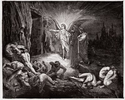 الكوميديا الإلهية (La Divina Commedia ، La Divine Comedie) ، Inferno ، Canto 9: الملاك يفتح البوابات - بقلم دانتي أليغيري (1265-1321) - رسم من غوستاف دوري (1832-1883) بواسطة غوستاف دور