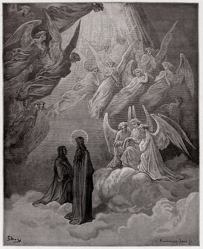 الكوميديا الإلهية (La Divina Commedia ، La Divine Comedie) ، Paradiso ، Canto 20: تغني النفوس المضيئة - بقلم دانتي أليغييري (1265-1321) - رسم من غوستاف دوري (1832-1883) بواسطة غوستاف دور