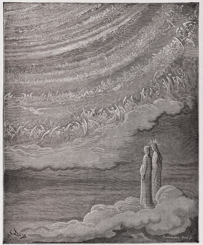 الكوميديا الإلهية (La Divina Commedia ، La Divine Comedie) ، Paradiso ، Canto 28: مضيف السماء المتلألئ - بقلم دانتي أليغيري (1265-1321) - رسم توضيحي لغوستاف دوري (1832-1883) بواسطة غوستاف دور