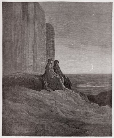 الكوميديا الإلهية (La Divina Commedia ، La Divine Comedie) ، Purgatorio ، Canto 9: Twilight - بقلم دانتي أليغييري (1265-1321) - رسم من غوستاف دوري (1832-1883) بواسطة غوستاف دور