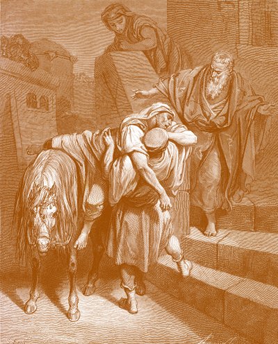 السامري الصالح في النزل ، بقلم دوريه. - الكتاب المقدس بواسطة غوستاف دور