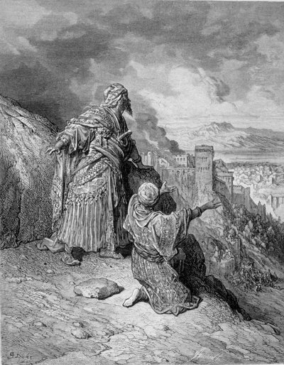 تخلى آخر الملوك العرب عن غرناطة بعد حصار الكاثوليك عام 1492. نقش لغوستاف دوريه بواسطة غوستاف دور