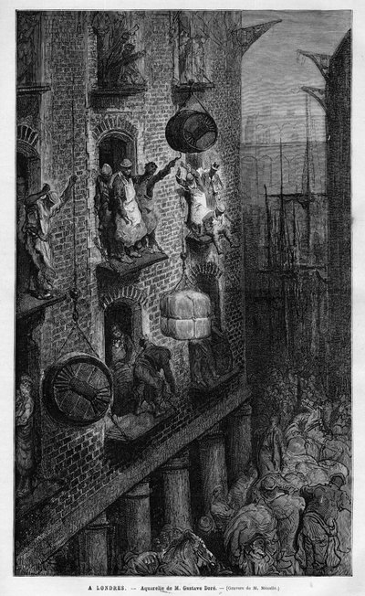 منظر للحياة في لندن. رسم غوستاف دوري. نقش في "" لوموند اللامع "1883. مجموعة خاصة. بواسطة Gustave Dore