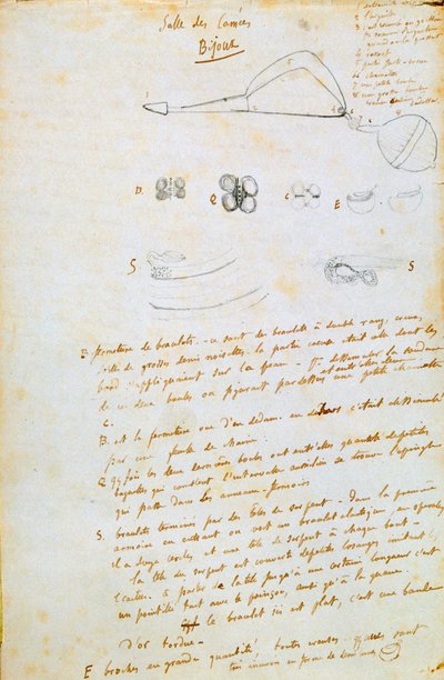 رسومات الجواهر من أجل سلامبو ، c1858 بواسطة جوستاف فلوبير