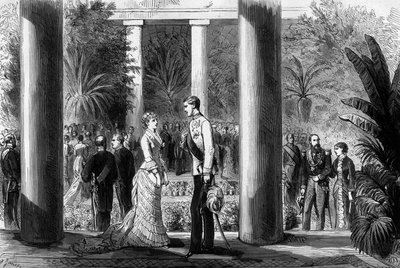خطوبة الأميرة ستيفاني البلجيكية (1864-1945) والأرشيدوق رودولف من النمسا (1858-1889) إلى قلعة لاكن ، 7 مارس بواسطة جوستاف جانيت