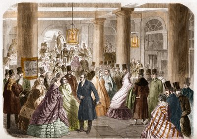 صدر المسرح الإيطالي (Salle Ventadour) في باريس عام 1858. رسم لجوستاف جانيت ونقش لجاهير. بواسطة جوستاف جانيت