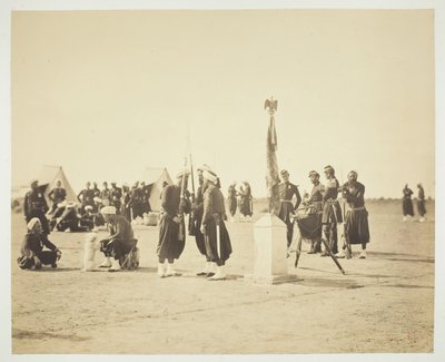 العلم المرتفع لفوج الزواف ، كامب دي شالون ، 1857. بواسطة غوستاف ليجراي
