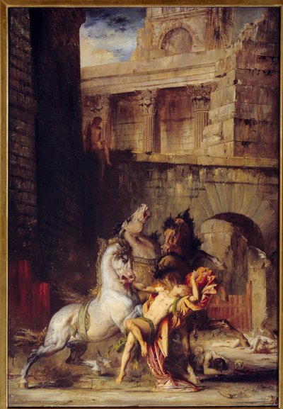 Diomede Devore by His Horses لوحة بواسطة Gustave Moreau (1826-1898) 1865 Sun. 1،38x0،84 م روان ، متحف الفنون الجميلة بواسطة غوستاف مورو