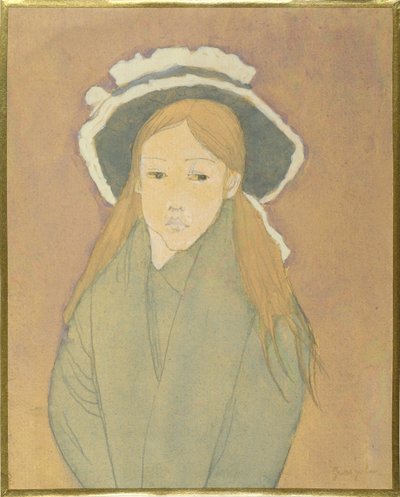 فتاة ذات قبعة كبيرة وشعر بلون القش ، 1910s (مرحاض ، غواش و غرافيت على ورق) بواسطة جوين جون