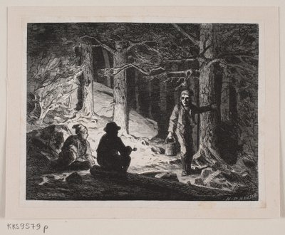 رسم توضيحي لـ "أمسية صيفية في كروجسكوفن" بواسطة H.P. Hansen