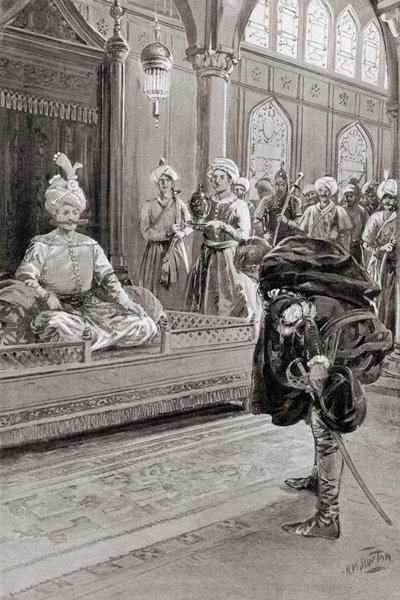 زيارة السير أنتوني شيرلي لبلاط الشاه عباس الكبير ، بلاد فارس عام 1599 ، من تاريخ الأمم في هتشنسون ، عام 1915 بواسطة جلالة الملك (بعد) بيرتون