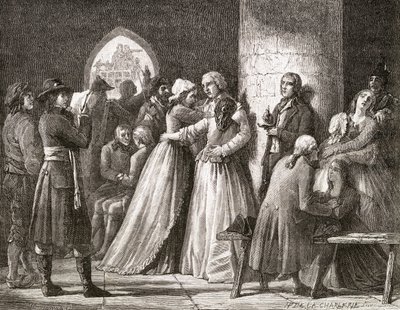 مناشدة المدانين ، 1794 ، من "تاريخ الثورة الفرنسية" من قبل لويس بلانك (1811-1882) ، نقشها بول جونارد (ت 1902) 1847-62 بواسطة H. de la Charlerie