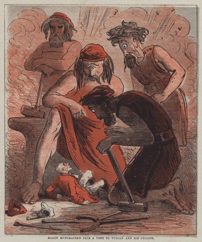 يقوم Baron Munchausen بزيارة إلى Vulcan و Cyclops (Color litho) بواسطة بعد هابلوت نايت براون