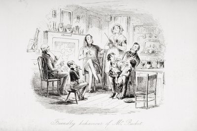 السلوك الودي للسيد دلو ، رسم توضيحي من "منزل كئيب" تشارلز ديكنز (1812-1870) نشر 1853 بواسطة هابلوت نايت براون