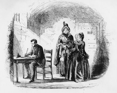 تعود السيدة باجنيت من بعثتها ، رسم توضيحي من "منزل كئيب" تشارلز ديكنز (1812-70) تم نشره عام 1853 بواسطة هابلوت نايت براون