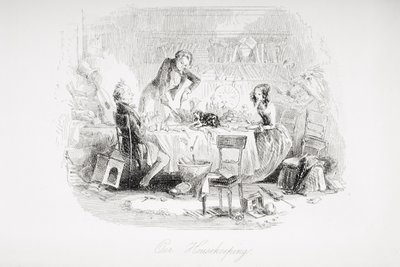 التدبير المنزلي لدينا ، رسم توضيحي من "ديفيد كوبرفيلد" بقلم تشارلز ديكنز (1812-1870) نشر لأول مرة عام 1850 بواسطة هابلوت نايت براون