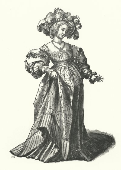Costume of a woman of Basel (engraving) بواسطة هانز (بعد) هولبين الأصغر