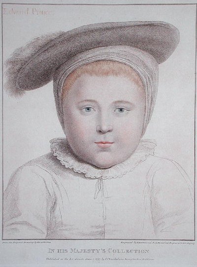 صورة لإدوارد السادس (1537-53) نقشها فرانشيسكو بارتولوزي (1727-1815) 1796 (نقش) بواسطة هانز (بعد) هولبين الأصغر