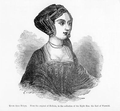 الملكة آن بولين (1507-1506) (نقش) (صورة فوتوغرافية بالأبيض والأسود) بواسطة هانز (بعد) هولبين الأصغر