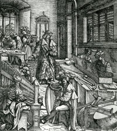 تاريخ الموسيقى ، من رواية "Der Weisskunig" في مدح الإمبراطور ماكسيميليان الأول بواسطة هانز برجكمير