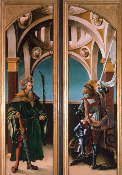 St. Sigismund and St. George, detail from doors of a triptych of the Crucifixion بواسطة هانز برجكمير