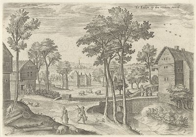 منظر لشارع لاكن الرئيسي في Laken على اليمين (العنوان على الكائن) وجوه من منطقة بروكسل (عنوان المسلسل) بواسطة هانز بول