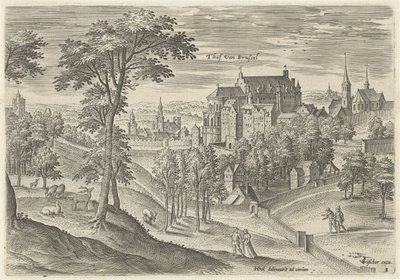 منظر لمحكمة بروكسل Thof van Brussel (العنوان على الكائن) وجوه من منطقة بروكسل (عنوان المسلسل) بواسطة هانز بول