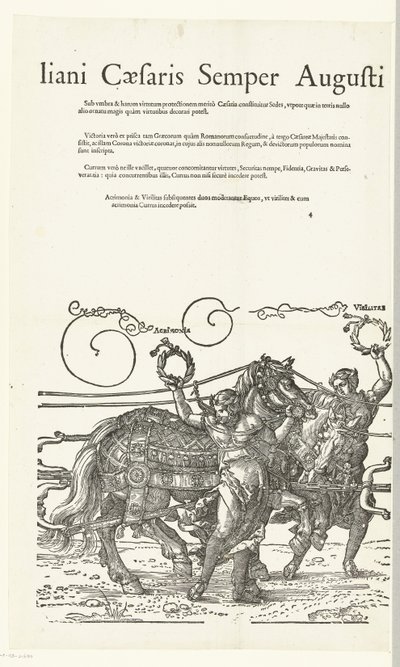 Triomfwagen van keizer Maximiliaan I Kopieën naar Dürers Triomfwagen voor keizer Maximiliaan I (عنوان السلسلة) هذه عربة النصر تكريما لـ Invictus. والأمير المجيد د. ماكسيميليانوس قيصريس سمبر أوغسطس ، وعبر ألبرتوس بواسطة ألبريشت دورر